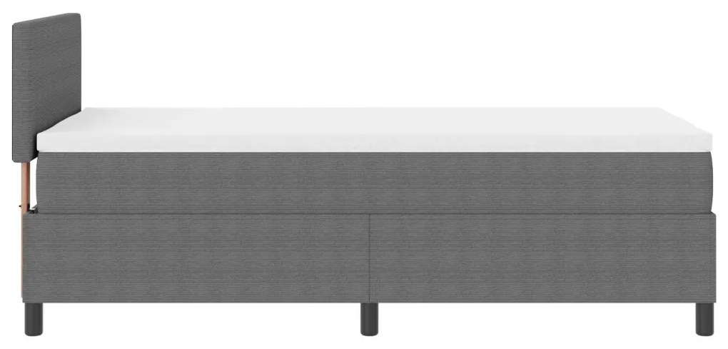 Boxspring ágy matraccal, világosszürke, 90x200 cm, kordbársony