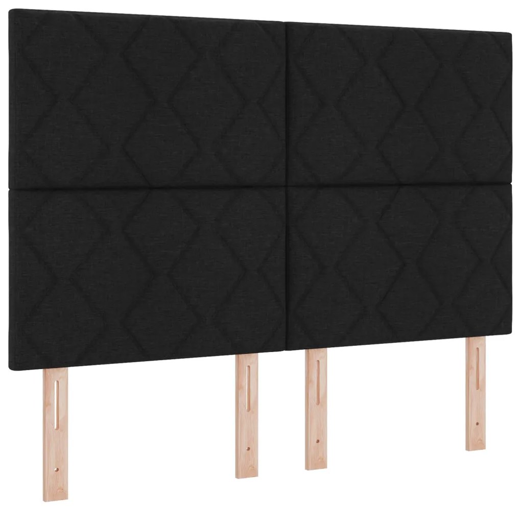 Rugós ágy matraccal és LED világítással fekete színben, 160 x 200 cm