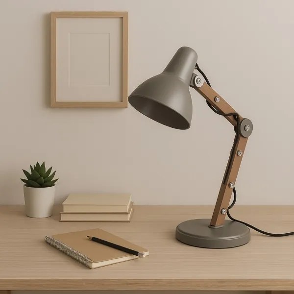 ONLI - Asztali lámpa ARCHITETTO 1xE27/22W/230V 62 cm szürke/barna