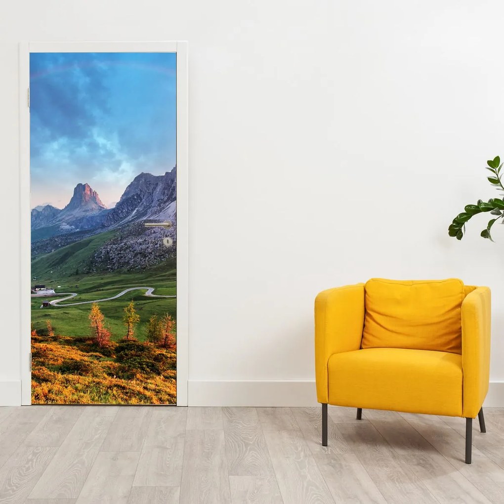 Fotótapéta ajtóra - Szivárvány a sziklákon (95x205cm)