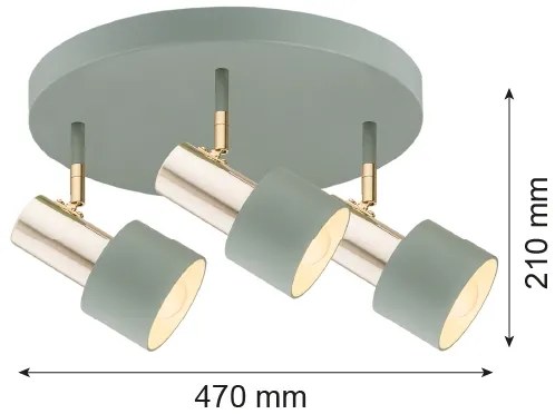 Argon 6007 - Spotlámpa DORIA 3xE27/15W/230V zöld/sárgaréz
