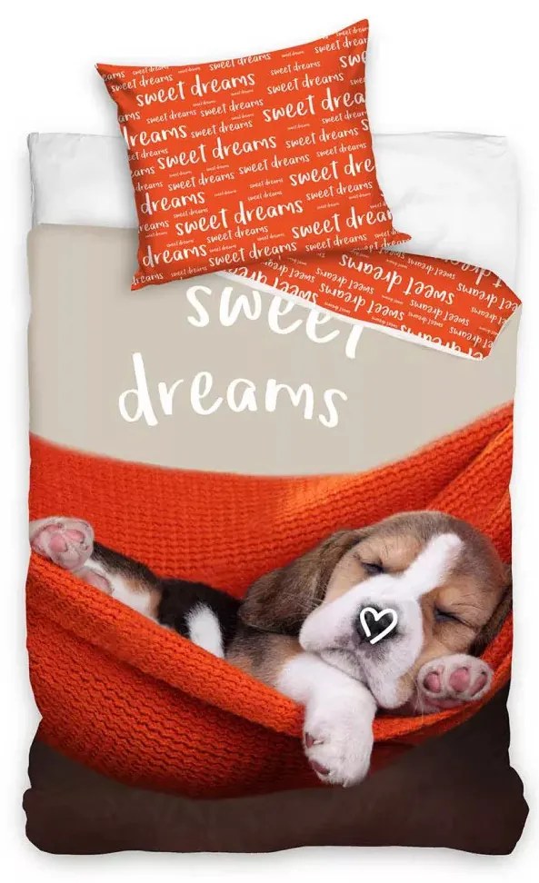 Kutyás Sweet Dreams Red ágyneműhuzat 140×200cm, 70×90 cm