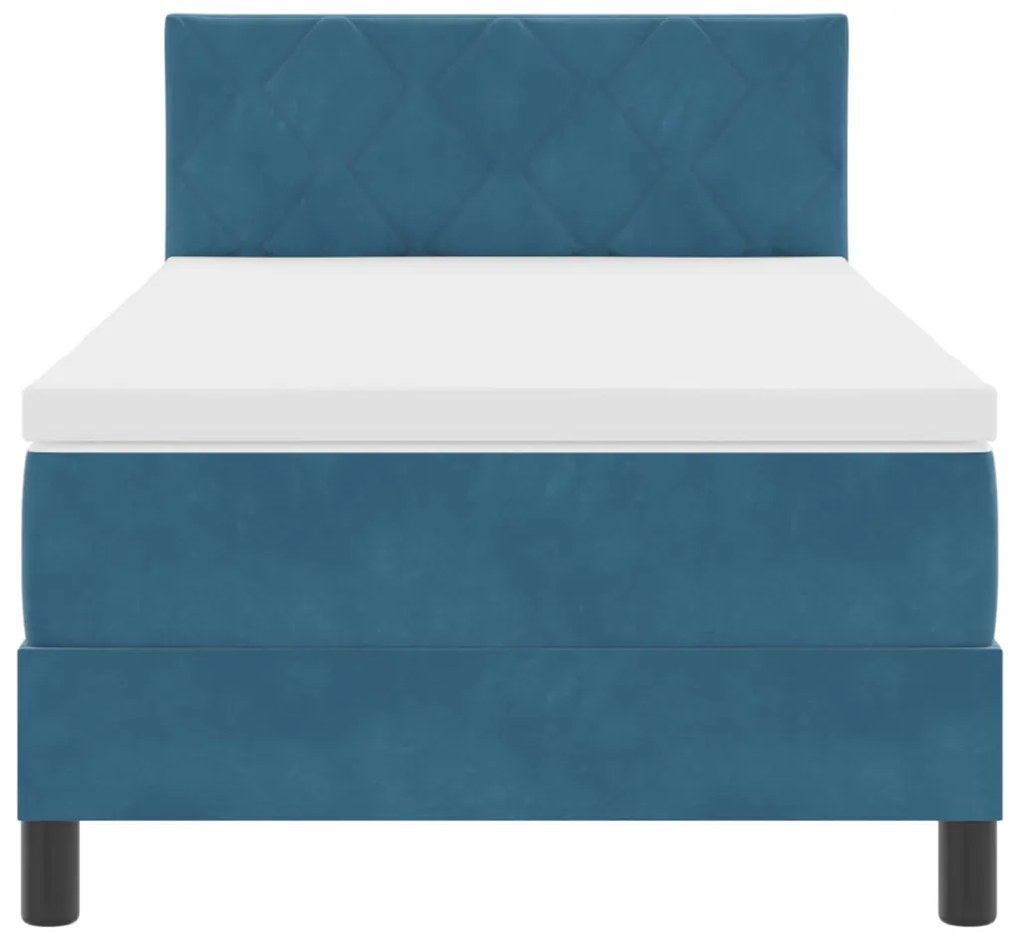 Boxspring ágy matraccal & LED Sötétkék 90x190 cm Bársony