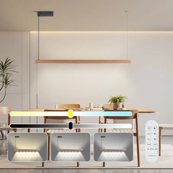 Immax NEO 07303L - LED dimmelhető csillár zsinóron MADEIRA 26W/230V Wi-Fi Tuya 122 cm tölgy