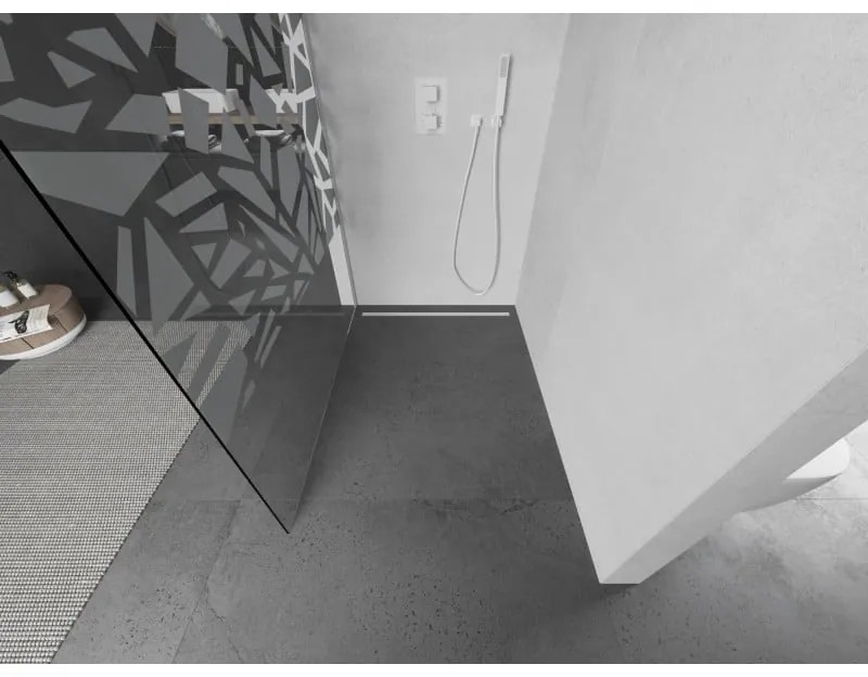 Mexen Kioto, Walk-In zuhany paraván 80 x 200 cm, 8mm átlátszó / fehér üvegminta, fehér profil, 800-080-101-20-85