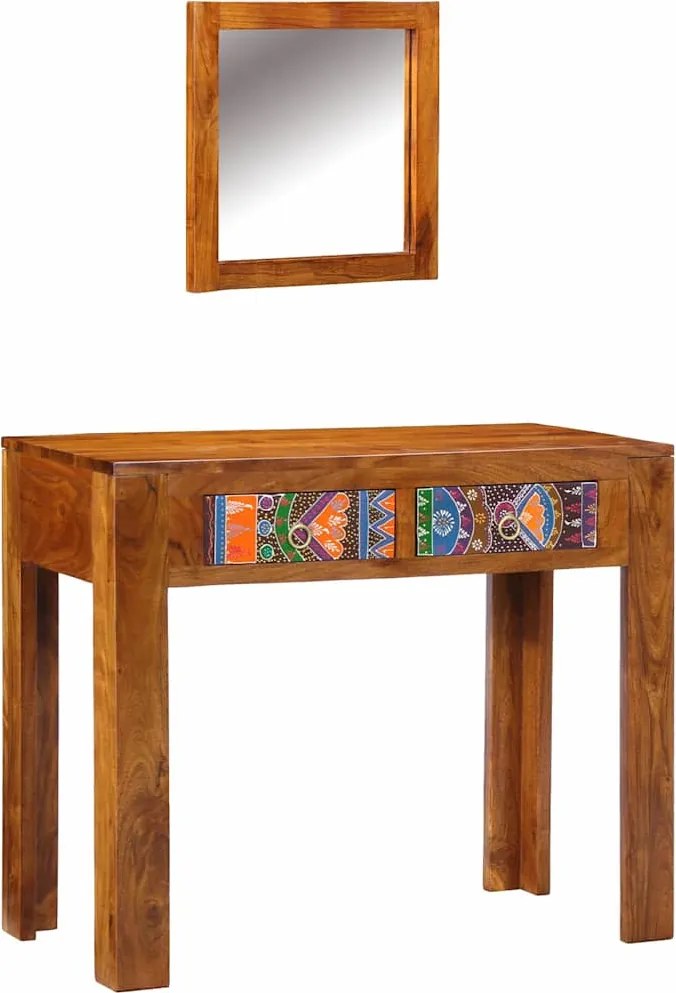 vidaXL Öltözködőasztal fiókkal Barna 90 x 45 x 75 cm Tömör Akácfa