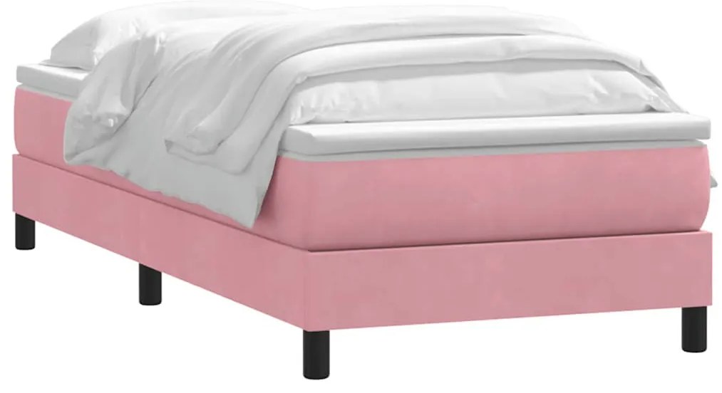 vidaXL rózsaszín bársony rugós ágy matraccal 90x210 cm