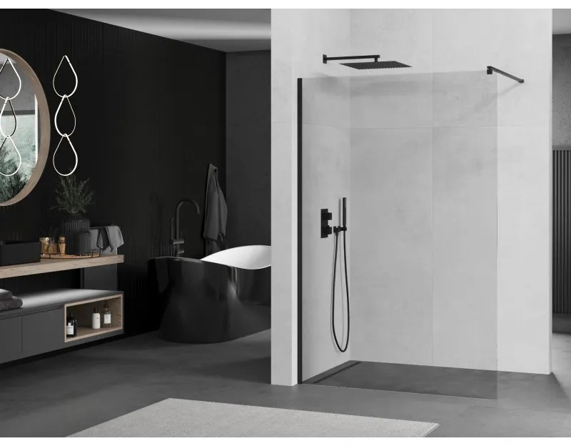 Mexen, Mexen Kioto zuhanyfal Walk-in 170 x 200 cm, átlátszó 8 mm, fekete - 800-170-101-70-00