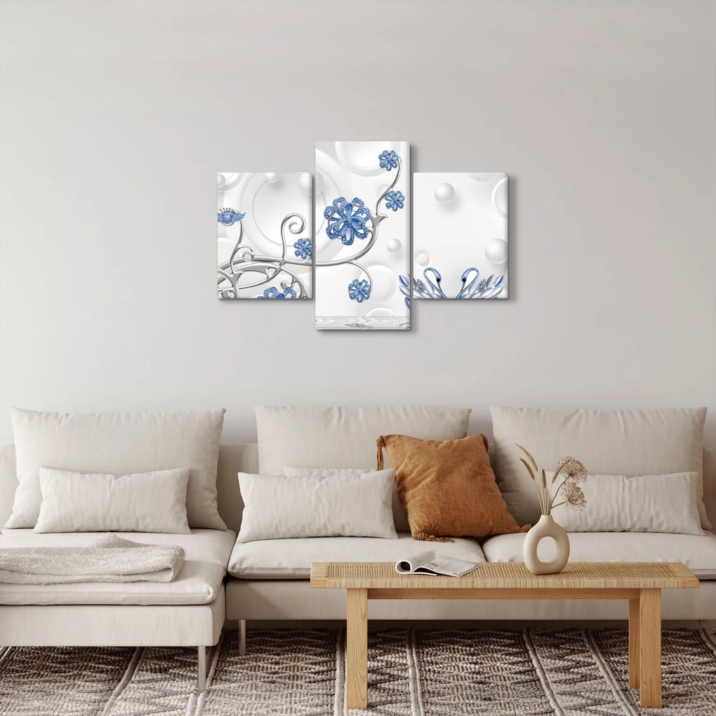 Kép - kék hattyúk (90x60 cm)