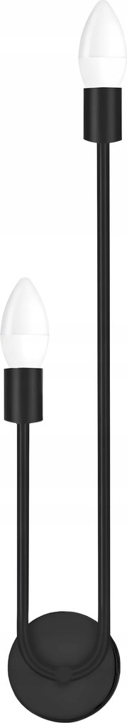 Fali Lámpa Fekete Fém Loft 2xE27 Hálószoba Nappaliba 51CM