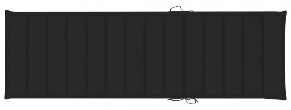 fekete oxford szövet napozóágy párna 200 x 60 x 3 cm