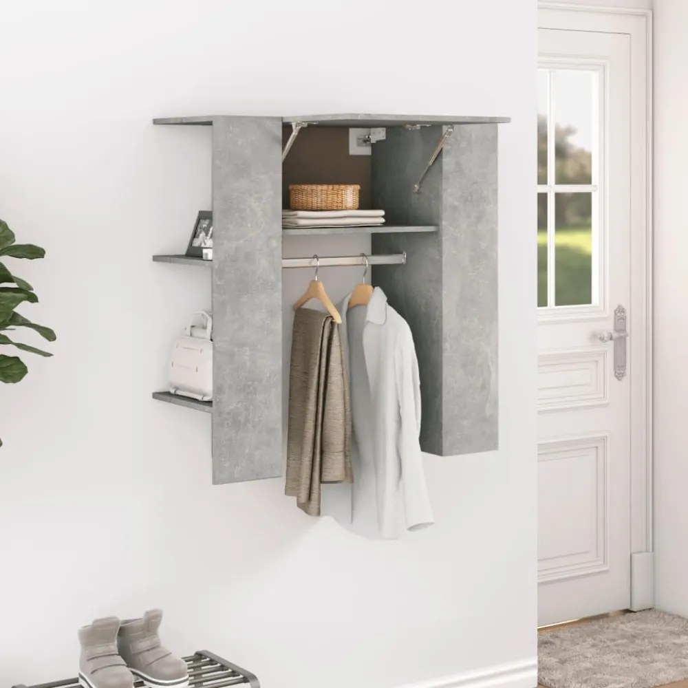 betonszürke szerelt fa előszobaszekrény 97,5 x 37 x 99 cm