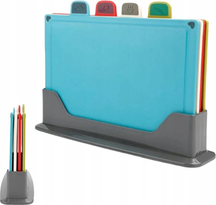 Konyhai Vágódeszka Szett 4 Db-os Vágódeszka Állvány