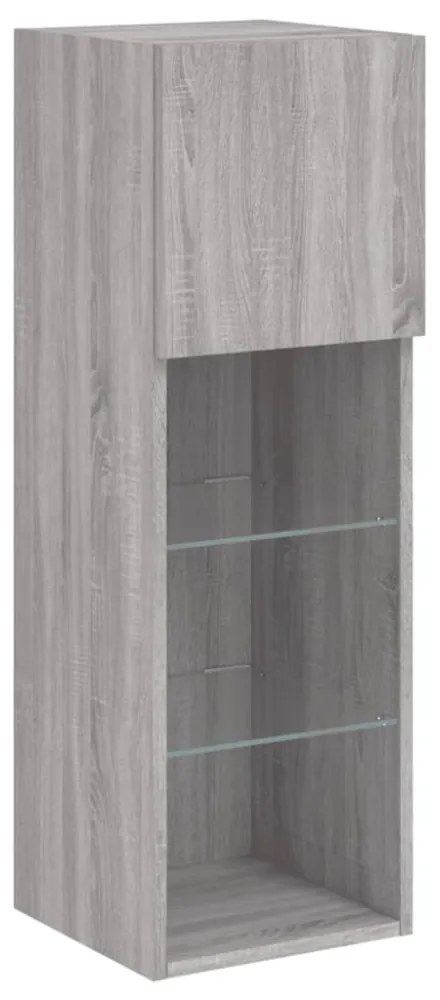 szürke sonoma színű TV-szekrény LED-világítással 30,5x30x90 cm