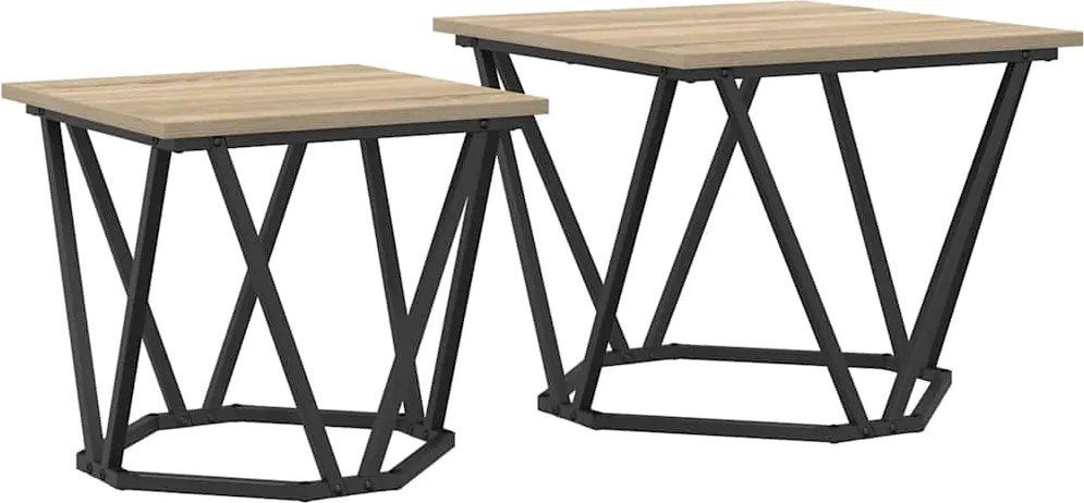 vidaXL Kisasztal készlet 2 pcs Sonoma tölgy Műszaki fa és acél