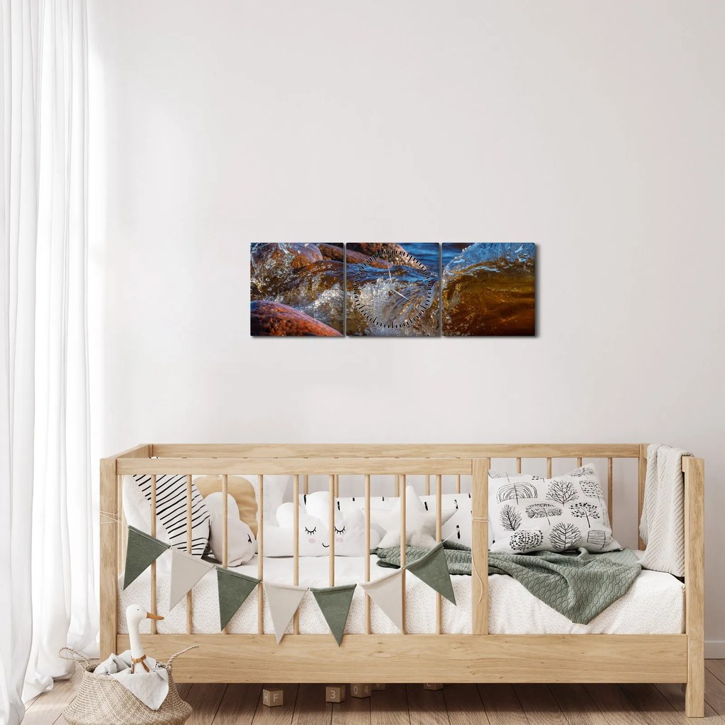 Részletes kép - víz a kövek között (órával) (90x30 cm)
