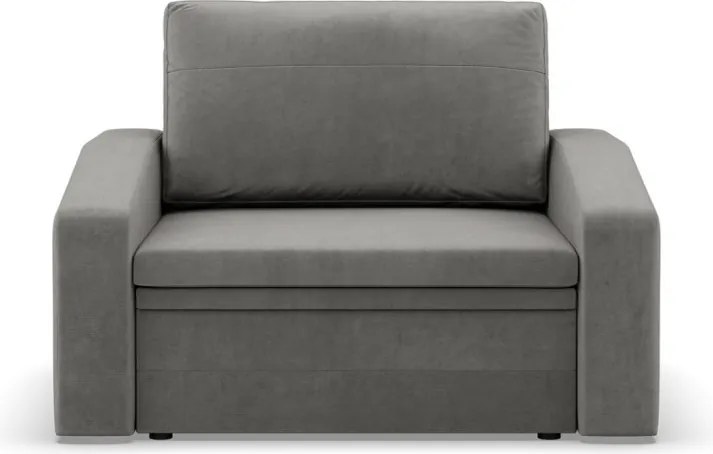 Vertico fekvőfotel, 90 cm széles, bársony, világosszürke