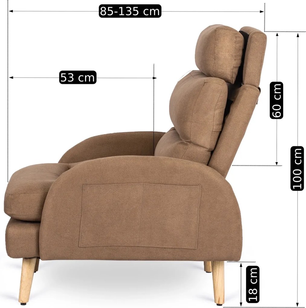 Pihenőfotel barna színben, lábtartóval HENRY