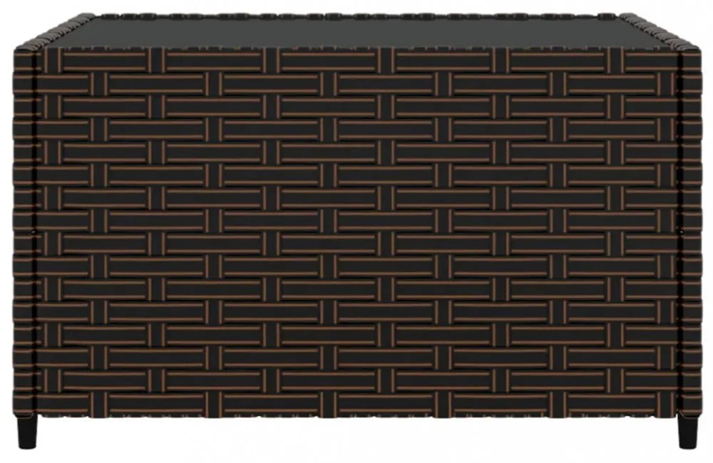 barna polyrattan négyzet alakú kerti dohányzóasztal 50x50x30 cm