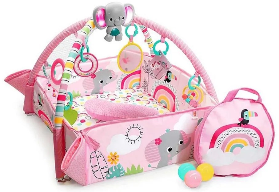 Bright Starts - Gyermek játékszőnyeg 5in1 YOUR WAY BALL PLAY 3xAA rózsaszín