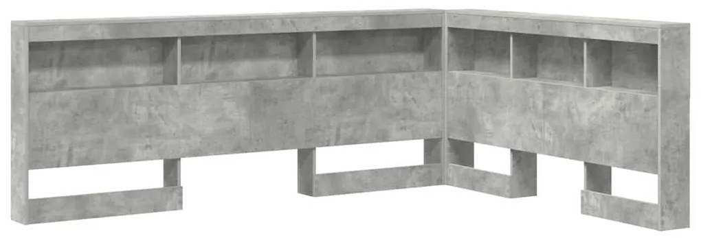 Tároló fejtámla polcokkal tárolóval Beton szürke 135 cm Faanyag
