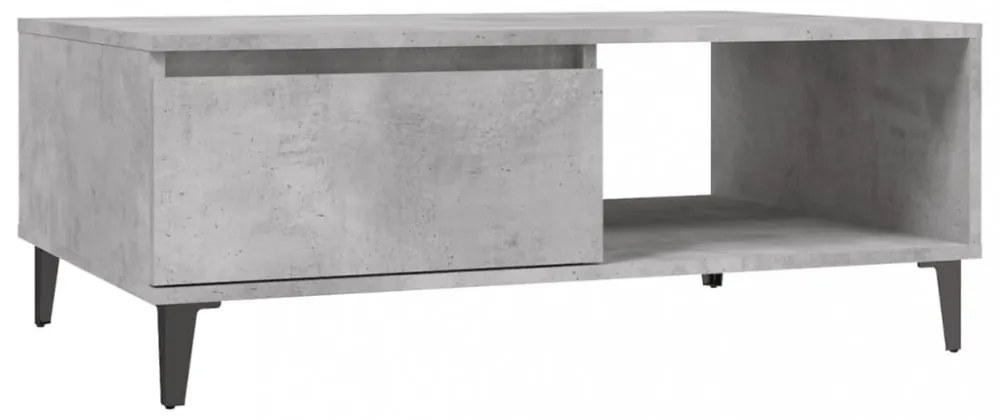 betonszürke szerelt fa dohányzóasztal 90 x 60 x 35 cm