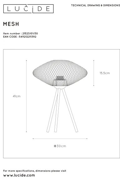 Lucide 21523/01/30 - Asztali lámpa MESH 1xE27/40W/230V fekete
