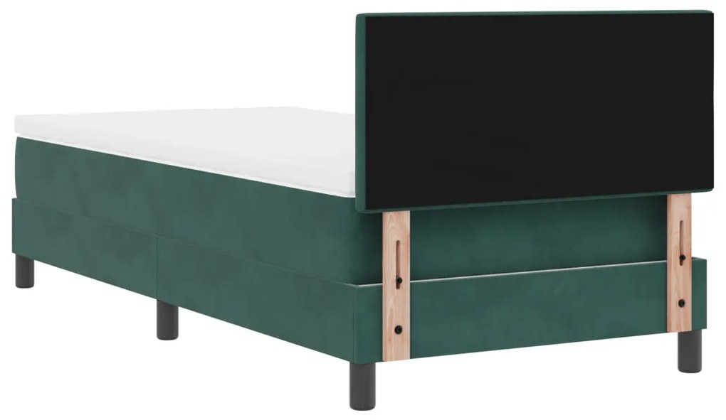 Boxspring Ágy Mattal és LED Fekete Zöld 80x200 cm Velúr
