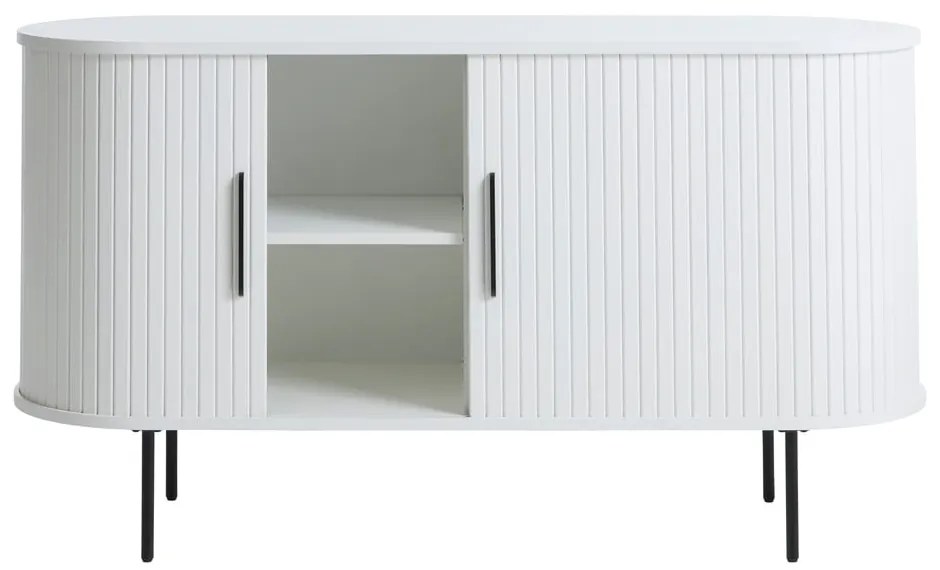 Fehér komód tolóajtóval 120x76x45 cm Nola – Unique Furniture