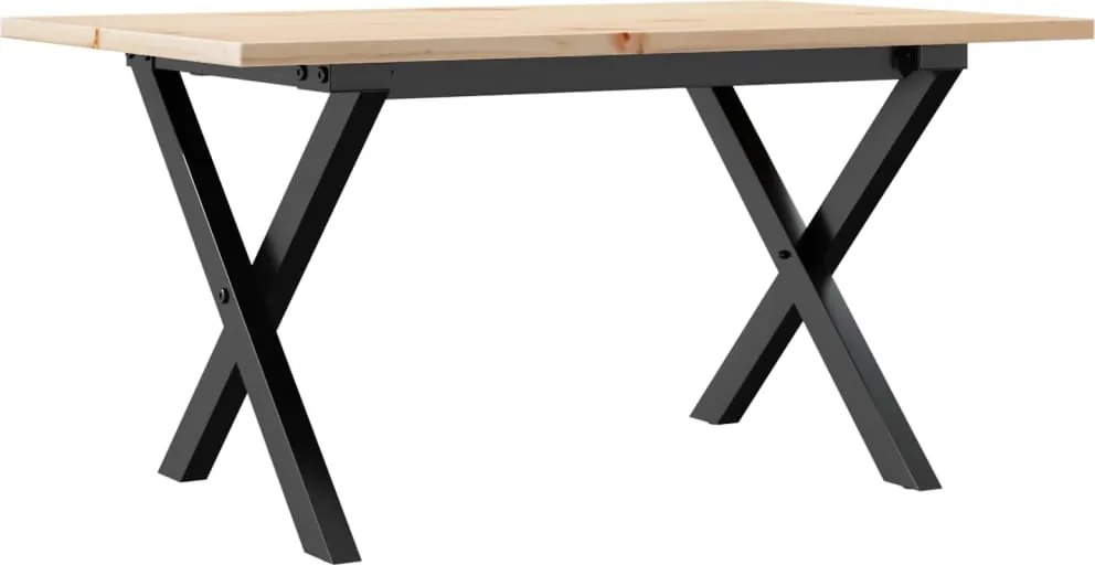 vidaXL tömör fenyőfa és acél dohányzóasztal X-vázzal 80x50x40 cm