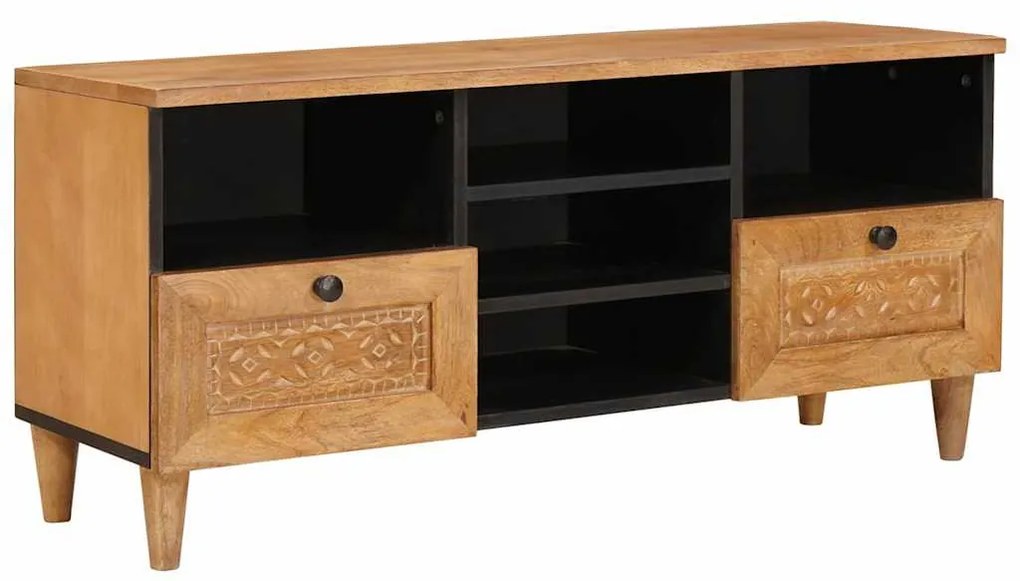TV szekrény fiókkal Világosbarna 100 x 33 x 46 cm tömör mangófa