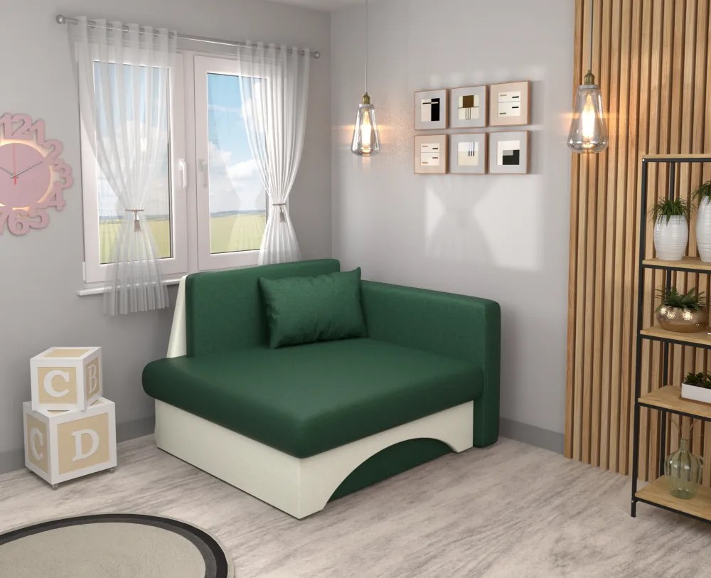 Kinyitható fotel, zöld/bézs, KUBOŠ NEW UNI