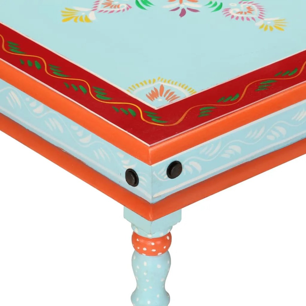 kézzel festett kék tömör mangófa dohányzóasztal