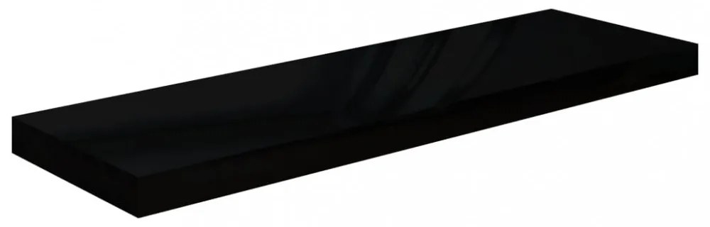 4 db magasfényű fekete MDF lebegő fali polc 80 x 23,5 x 3,8 cm
