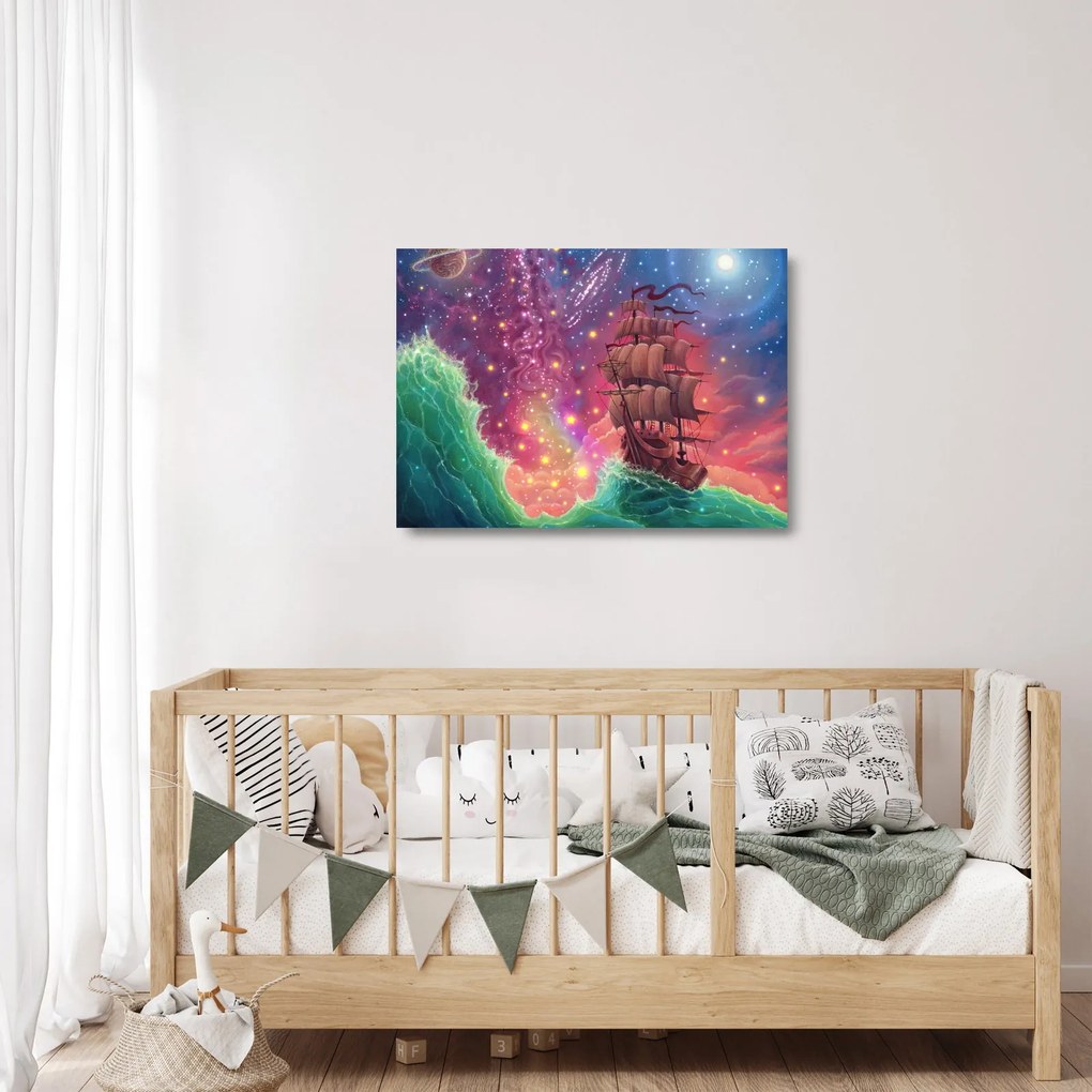 Kép - Hajó űr égbolttal (üvegen) (70x50 cm)