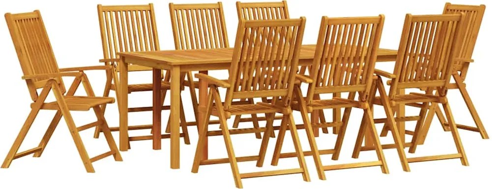 vidaXL Kert étkező szett 9 pcs Barna Tömör Akácfa
