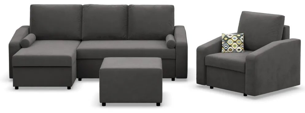 Zeus puff, kordbársony, 70x70, szürke