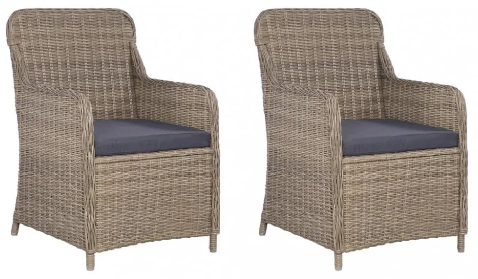 2 db barna polyrattan kültéri szék párnával