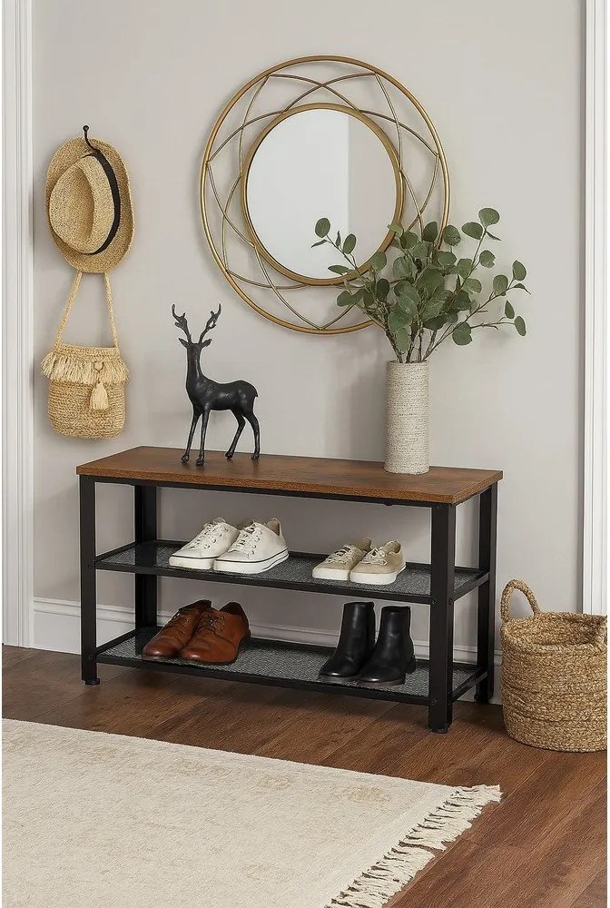 Fekete acél cipőtartó 80x45x30 cm Arne – Bonami Essentials