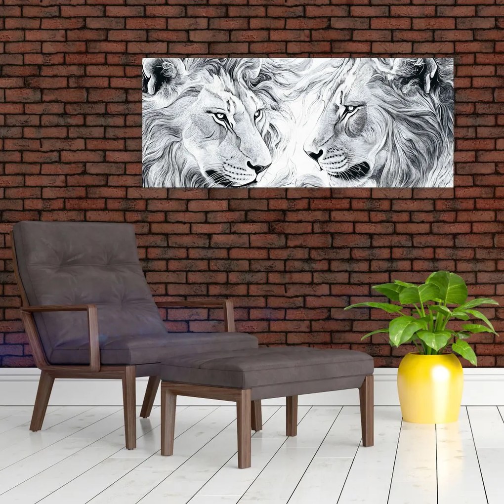 Kép - Rajzolt oroszlánfejek (120x50 cm)