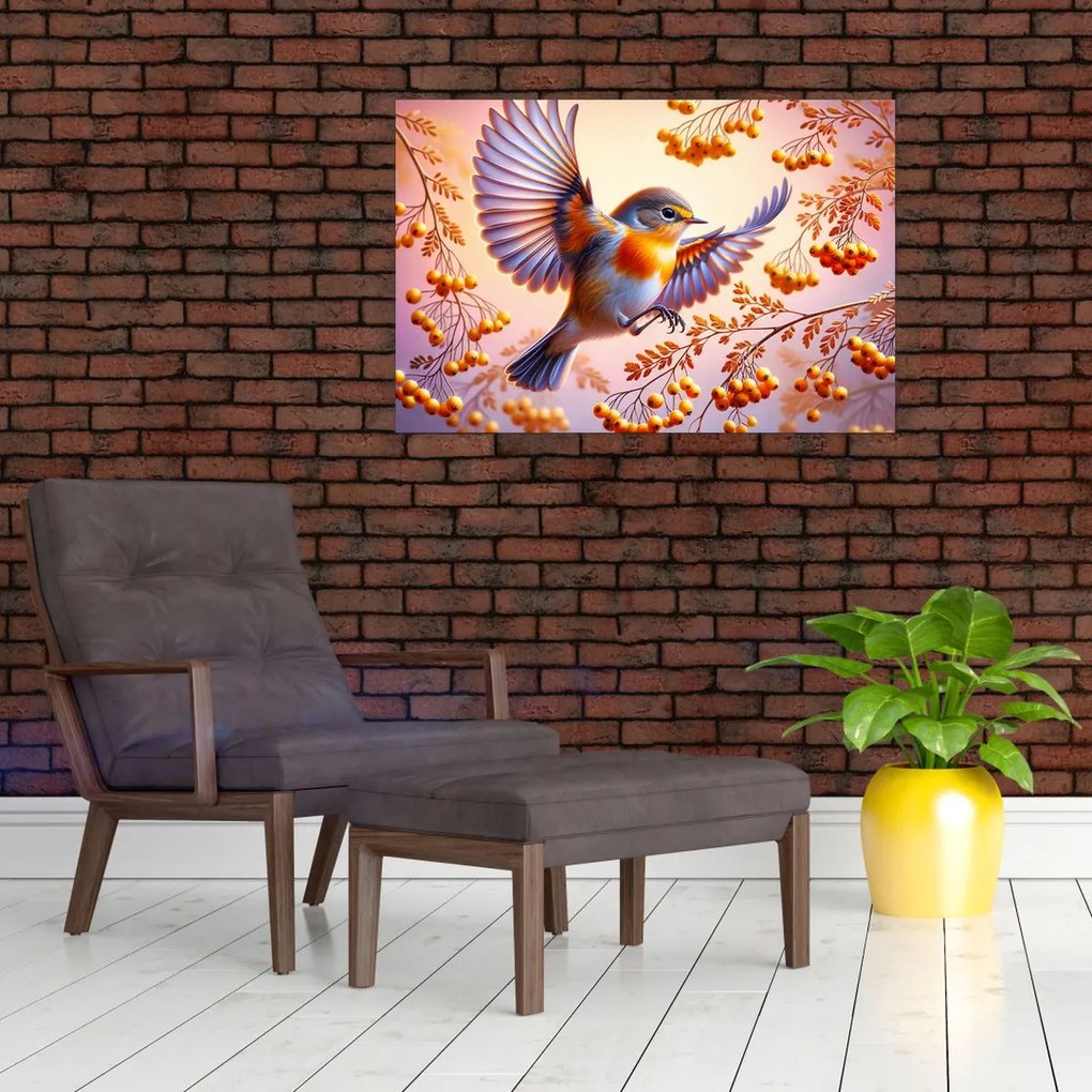 Kép - Madár berkenyével (90x60 cm)