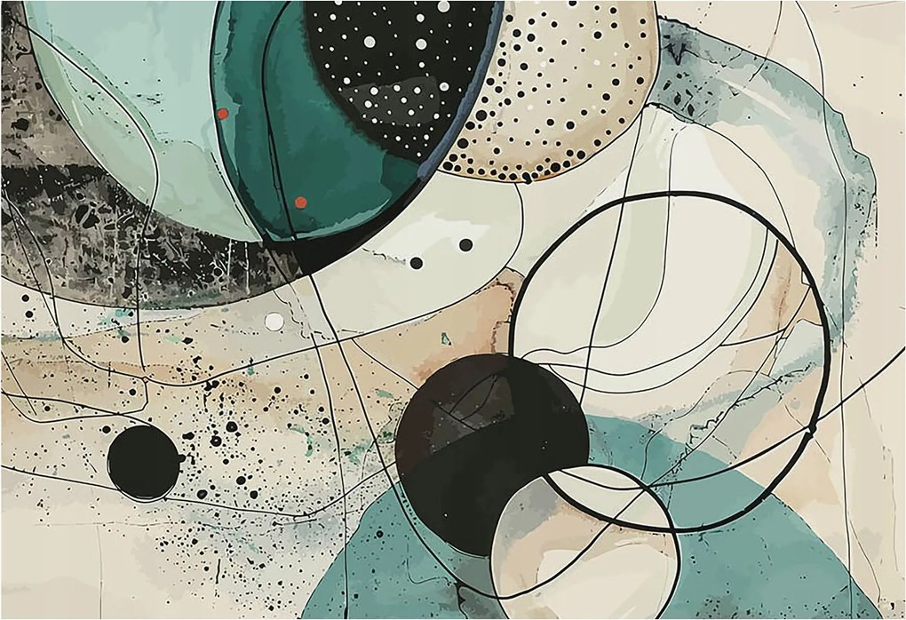 Stílusos Dekoratív Fotótapéta Flizelin Színes körök 152x104 Ragasztó