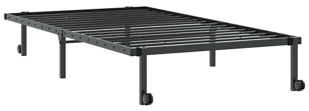 fekete acél ágykeret matrac nélkül összecsukható 100x200 cm