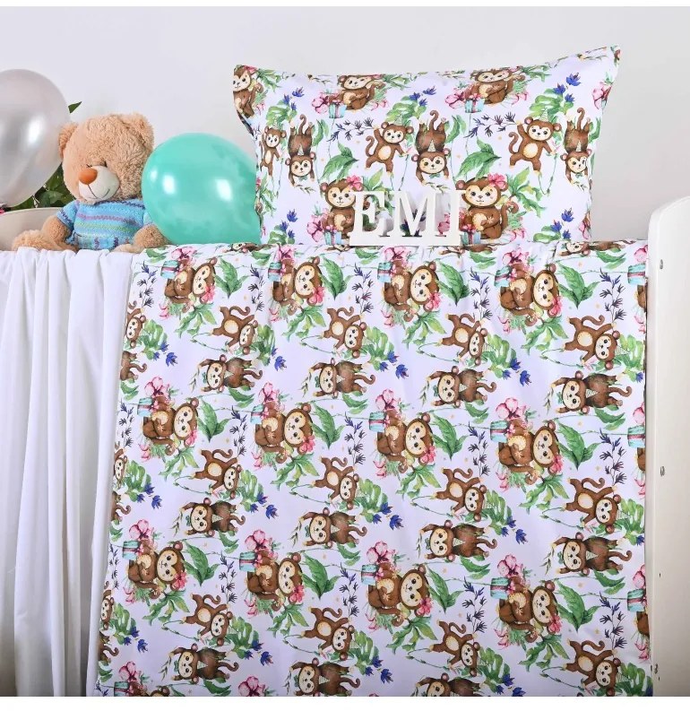 EMI Majmok gyermek pamut ágyneműhuzat, Gyerekgarnitúra 90x130 + 45x65