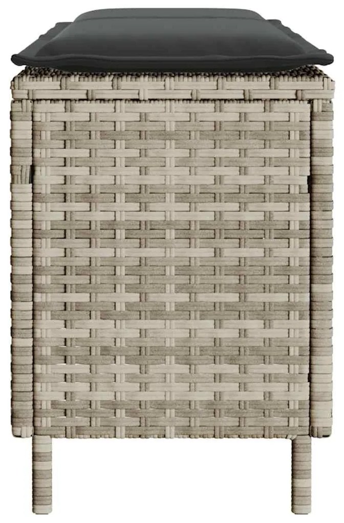 világosszürke polyrattan kerti pad párnával 110x30x40,5 cm