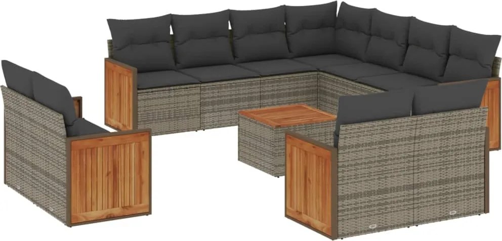 vidaXL 12 részes szürke polyrattan kerti ülőgarnitúra párnákkal