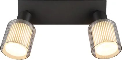 Globo 54456-2 Fali lámpa, matt fekete fém, krómozott/fehér üveg, HxSzxM: 280x80x186 mm, 2xE14 25W 230V izzók nélkül
