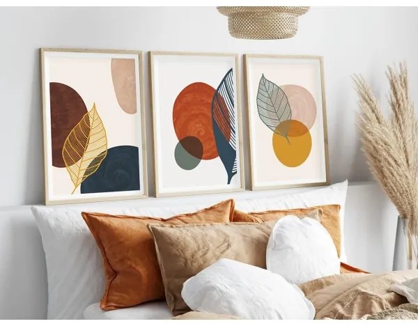 KÉSZLET 3x Kép képkeretben 50x70 cm színes