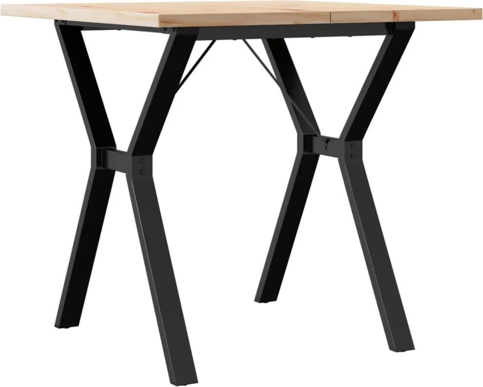 vidaXL tömör fenyőfa és acél étkezőasztal Y-vázzal 80x80x75,5 cm