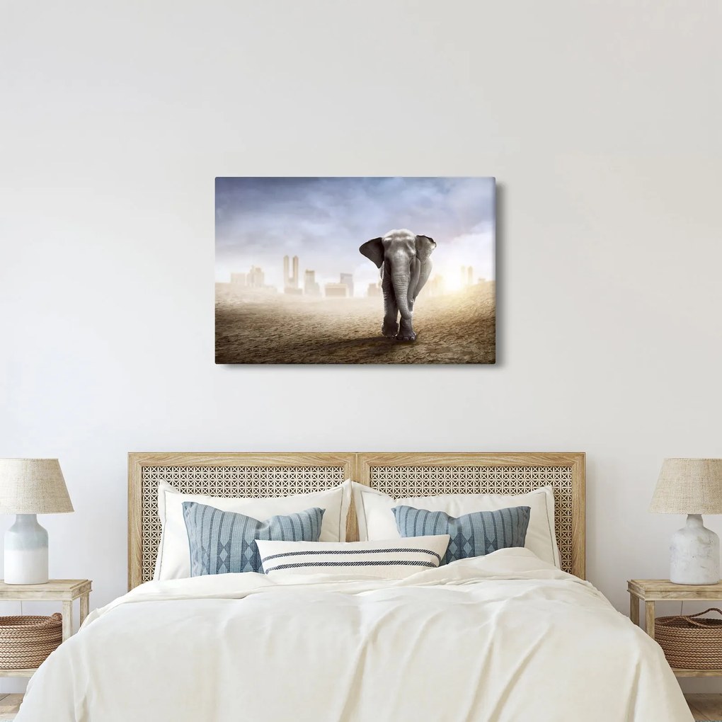 Kép - Elefánt egy nagyvárosban (90x60 cm)